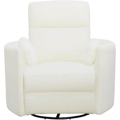 Pemberly Row Contemporary Fabric Swivel Glider Recliner in Ivory