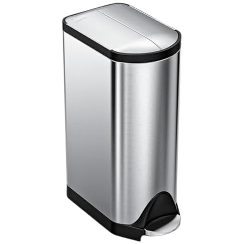 simplehuman Diaper Can with Odorsorb System (Odorsorb Pods and Odorsorb Liners), 18 Liter/ 4.8 Gallon, White Stainless Steel
