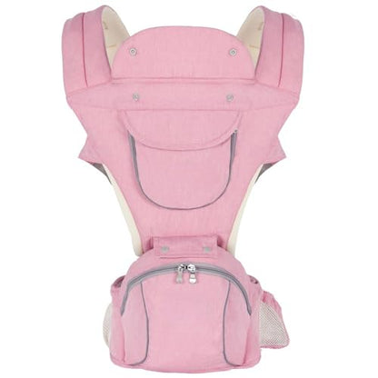 Baby Carrier 3-in-1 Ergonomic Infant Carrier Soft Baby Holder 3 to 36 Months,4 Season/All Seasons,Newborn to Toddler with Hood All Position Baby Hipseat (Pink)
