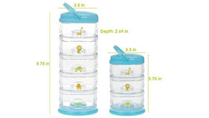 Innobaby Packin' Smart Stackable and Portable Storage System for Formula, Baby Snacks and More. 5 Stackable Cups in Lime Sorbet. BPA Free.
