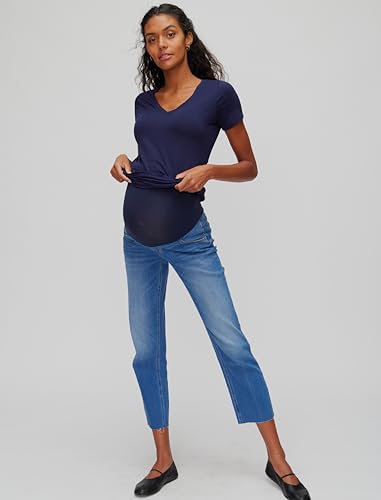 Motherhood Maternity Women's Stretch Secret Fit Over The Belly Straight Leg Pregnancy Jeans