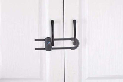 Baby Proofing Cabinet Locks | Adjustable U Shaped Baby Safety Latches for Drawers, Fridge, Closet |Modern Baby Proofing Cabinet Lock with Extra Secure Lock Buttons (Pack of 2, White)