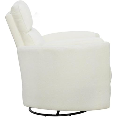 Pemberly Row Contemporary Fabric Swivel Glider Recliner in Ivory