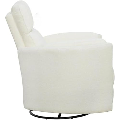 Pemberly Row Contemporary Fabric Swivel Glider Recliner in Ivory
