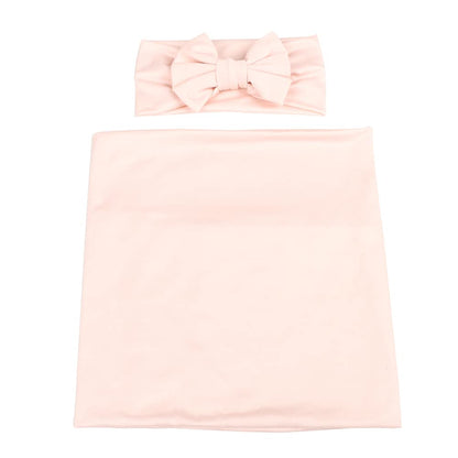 Galabloomer Newborn Receiving Blanket Headband Set Baby Flower Swaddle (vintage flower)
