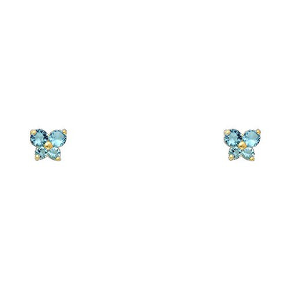 14k REAL Yellow Gold Butterfly Stud Earrings with Screw Back- 12 Different Color Available