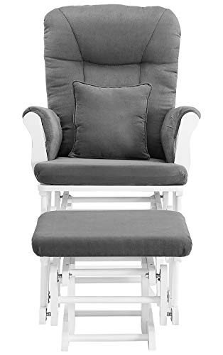 Angel Line Monterey Glider & Ottoman, Grey Finish - Grey Cushion