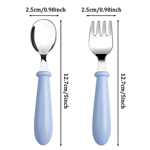 Toddler Utensils, Toddler Forks and Spoons,Stainless Steel Baby Utensils Baby Silverware Set with Storage Box for Safe Dining (3 Set with Case)