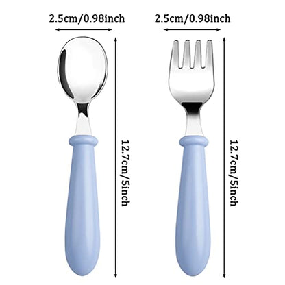 Toddler Utensils, Toddler Forks and Spoons,Stainless Steel Baby Utensils Baby Silverware Set with Storage Box for Safe Dining (3 Set with Case)