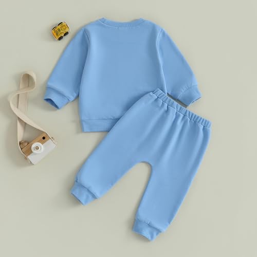 Fernvia Baby Boy Fall Winter Clothes Toddler Kids Solid Outfits Vehicle Long Sleeve Sweatshirt Tops + Joggers Pants Set