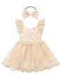 IDOPIP Floral Embroidered Baby Girl Romper Tutu Dress Princess Tulle Jumpsuit Headband Cake Smash 1st Birthday Party Outfit