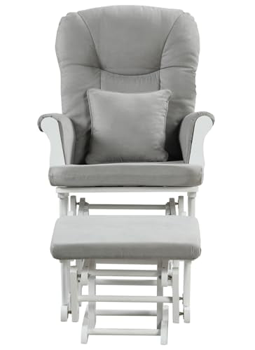 Angel Line Monterey Glider & Ottoman, Grey Finish - Grey Cushion