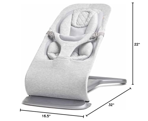 Ergobaby Evolve 3-in-1 Mesh Bouncer, Adjustable Multi Position Baby Bouncer Seat, Fits Newborn to Toddler, Grey Mesh