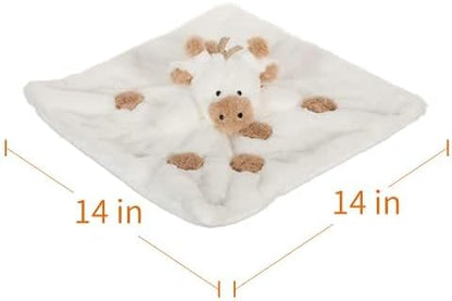 Apricot Lamb Luxury Snuggle Plush Cute White Giraffe Infant Stuffed Animals Security Blanket Nursery Character Blanket (White Giraffe, 14 Inches)