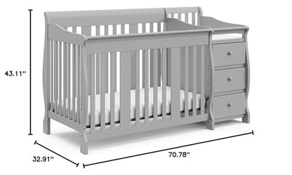 Storkcraft Portofino 5-in-1 Convertible Crib and Changer (Espresso) – Crib and Changing -Table Combo with 3 Drawers, Includes Baby Changing Pad, Converts to Full-Size Bed