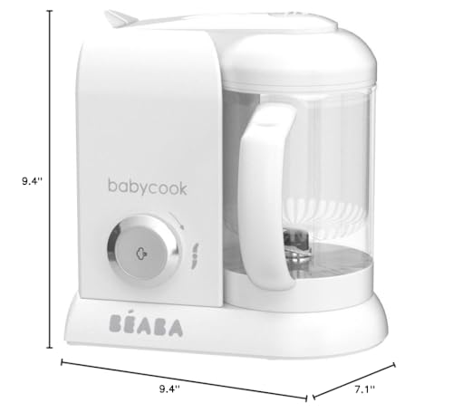 BEABA Babycook Solo 4 in 1 Baby Food Maker, Puree Steamer and Blender for Purees, Grinder with Auto Steam Cooking, Lrg Capacity 4.5 Cups 27 Servings in 20 Mins, Rose Gold