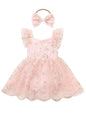 IDOPIP Floral Embroidered Baby Girl Romper Tutu Dress Princess Tulle Jumpsuit Headband Cake Smash 1st Birthday Party Outfit