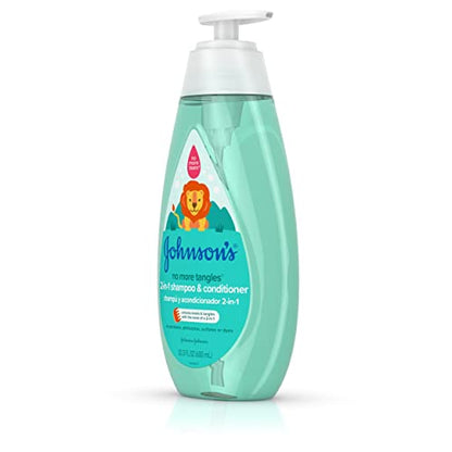 Johnson's Kids No More Tangles 2-in-1 Detangling Shampoo & Conditioner for Kids & Toddlers, Gentle & No More Tears, Hypoallergenic & Free of Parabens, Sulfates & Dyes, 20.3 fl. oz