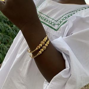 Ethlyn 2Pcs/Lot Kids Jewelry Gold Plated Adjustable Beads Bracelet Bangle Birthday Christmas Gifts for Girls 4years old