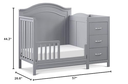 DaVinci Charlie 4-in-1 Convertible Mini Crib and Changer Combo in White, Greenguard Gold Certified