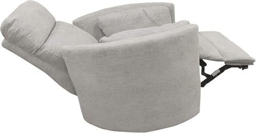 Pemberly Row Contemporary Fabric Swivel Glider Recliner in Ivory