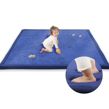 1.3" Thick Baby Play Mat,Ultra Soft Elasti-Foam 50×50 Playpen Mat for Tummy Time,Water-Repellent Coral Fleece Nursery Rug for Infants,Toddlers,Kids,Non-Slip Safe for Crawling(Light Grey)