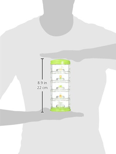 Innobaby Packin' Smart Stackable and Portable Storage System for Formula, Baby Snacks and More. 5 Stackable Cups in Lime Sorbet. BPA Free.