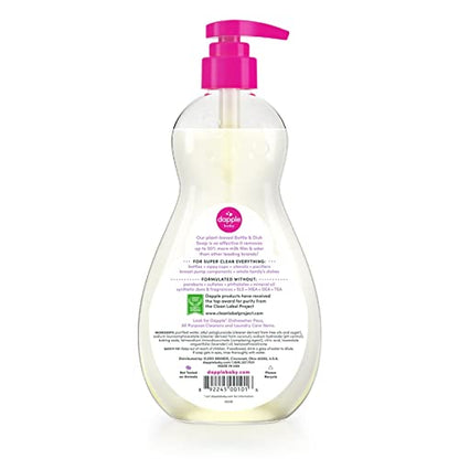 Dapple Baby Bottle Soap, Hypoallergenic Dish Soap for Baby Bottles, Powered by Plants, Travel Size, Fragrance Free, 3 Fl Oz (Pack of 2)