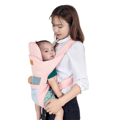 Baby Carrier 3-in-1 Ergonomic Infant Carrier Soft Baby Holder 3 to 36 Months,4 Season/All Seasons,Newborn to Toddler with Hood All Position Baby Hipseat (Pink)