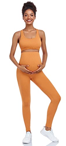 Women's Maternity 2 Piece Outfit Set - Bra & Shorts for Pregnancy - Yoga workout Lounge Wear Sets