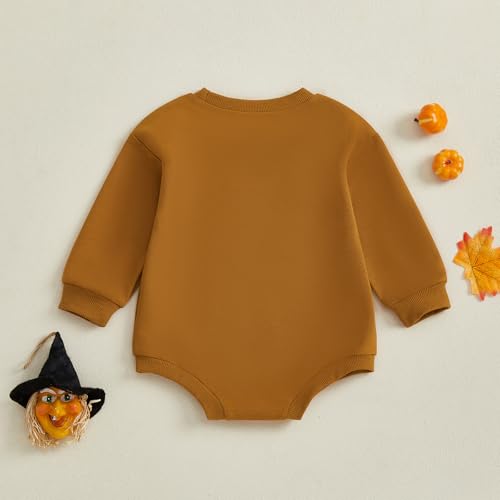 Newborn Boy Girl Halloween Outfit Flower Ghost Print Bodysuit Bow Sweatshirt Romper Halloween Clothes