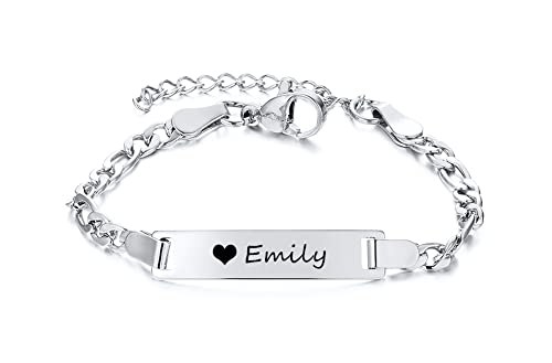 Personalized Baby Bar Bracelet : 18K Gold Plated Custom Name ID Plate Bracelet for Children Toddler from Mom, Engraved Kid Name for Daughter Son, New Born Birthday Gift,Adjustable,Nickel free