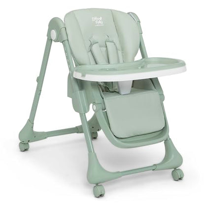Delta Children Little Folks 2-in-1 SlimFold High Chair for Babies and Toddlers, Sage Green