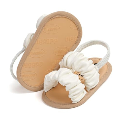 COSANKIM Infant Baby Girls Summer Sandals with Flower Soft Sole Newborn Toddler First Walker Crib Dress Shoes