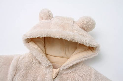 Newborn Baby Jumpsuit Hooded Fleece Rompers Long Sleeve Onesies Outwear Outfits