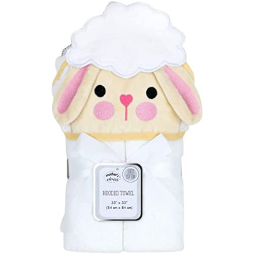 Mother's Choice Baby Hooded Towel - Large 33x33 Inch, 100% Cotton, Ultra-Soft & Absorbent Bath Towel for Newborns, Infants, Boys & Girls (Butterfly)