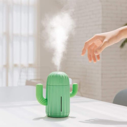 Mini Humidifier Single Room Humidifiers with Night Light Portable Cactus Air humidifier for for Yoga, Office, spa, Bedroom，Baby Room，Silica Gel Diffuser for tap Water only (Blue)