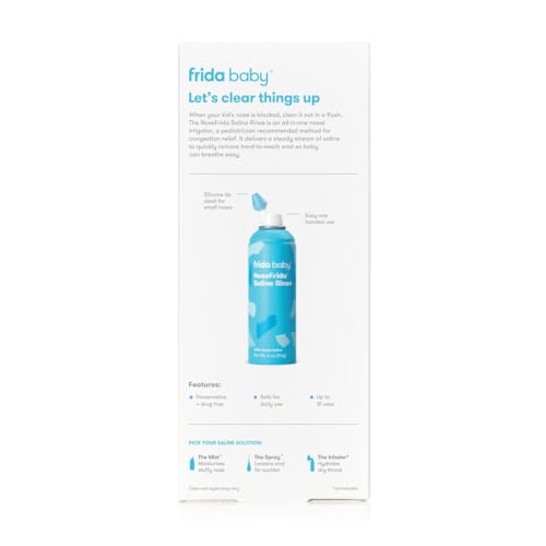 Frida Saline Rinse for Toddler, Kids, Ages 2+, Instant Congestion Relief & Allergy Relief, Flush Out Allergens, Mucus, Pollen, Dust, Safe for Daily Use
