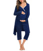 SWOMOG Maternity Nursing Robe Set 3 Piece Breastfeeding Pajamas 3 in 1 Labor Delivery Sleevless Tops&Long Pants Pregnancy Pjs