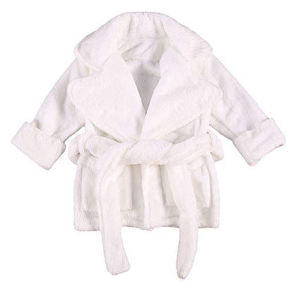 Qiylii Unisex Baby Plush Bathrobe Plain Kimono Gown Newborn Toddler Girls Boys Towel Robe Nightwear Clothes