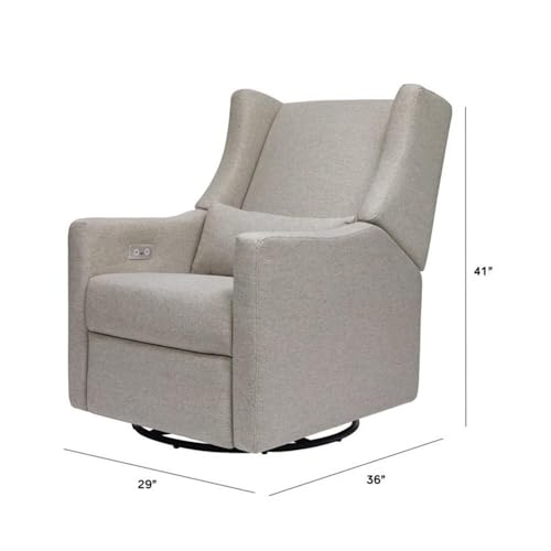 Babyletto Kiwi Electric Power Glider Recliner Nursery Chair w/ USB Ports - Water & Stain Resistant Glider Rocking Chair for Nursery - GREENGUARD Gold Certified Swivel Rocker Recliner Chair - Cream