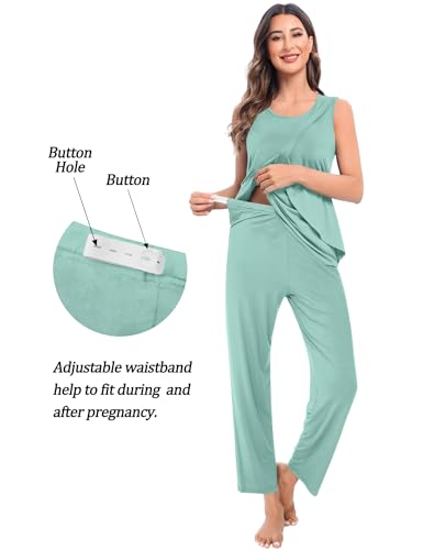 SWOMOG Maternity Nursing Robe Set 3 PCS Postpartum Breastfeeding Pajamas Hospital Pregnancy Pjs Double Layer Lounge Set
