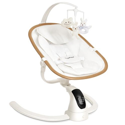 Angelbliss Baby Swing with Cry Detection, Side-to-Side Electric Swing with 5 Speeds, 180° Rotation, Indoor for Infants and Toddlers (Black)