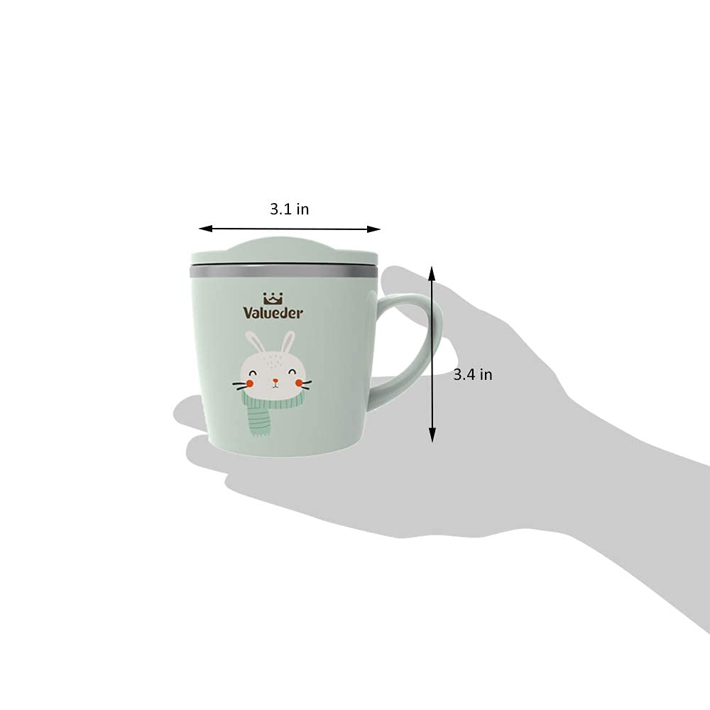 Baby Kids Toddler Sippy Cup Mug for Milk, Coffee, Stainless Steel Trainer Straw Cup with Lid, Fox, 7oz/Pink