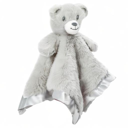 Bear Security Blanket Soft Baby Lovey Fluffy Blanket Unisex Lovie Snuggle Toy Baby Bear Stuffed Gift for Newborn, Boys and Girls, 13.5 Inch