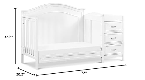 DaVinci Charlie 4-in-1 Convertible Mini Crib and Changer Combo in White, Greenguard Gold Certified