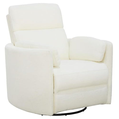 Pemberly Row Contemporary Fabric Swivel Glider Recliner in Ivory