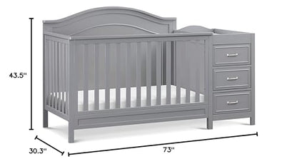 DaVinci Charlie 4-in-1 Convertible Mini Crib and Changer Combo in White, Greenguard Gold Certified