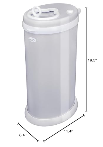 Ubbi Steel Diaper Pail, Odor Locking, No Special Bag Required, Award-Winning, Registry Must-Have, White