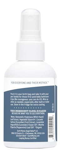 Earth Mama Herbal Perineal Spray | Safe for Pregnancy and Postpartum Recovery, Witch Hazel Natural Cooling Spray For After Birth Feminine Care Essentials, No Benzocaine or Butane, 4-Fluid Ounce